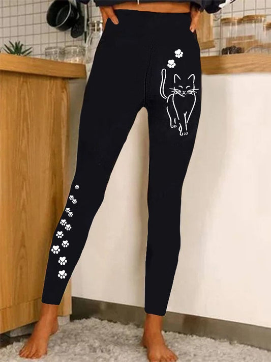 Women's Paw Print Cute Cat Leggings
