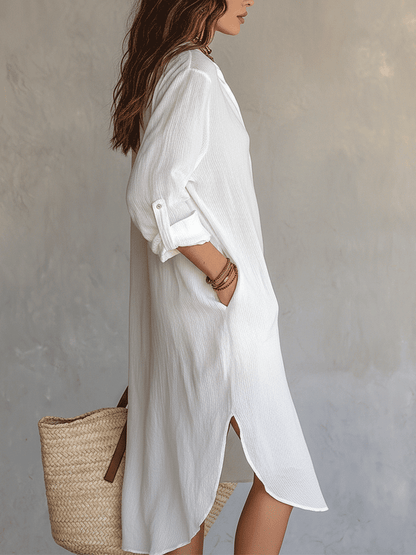 Boho Relaxed Day Quiet Nomad White Midi Dress