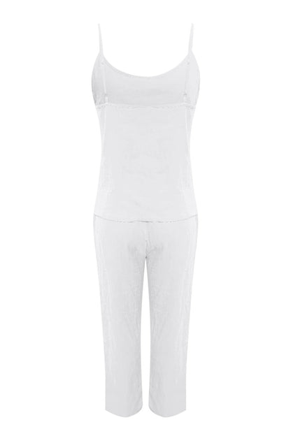 Solid Color Cotton Spaghetti Straps Long Pants Set
