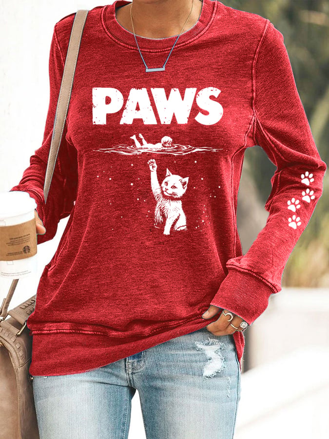 Women's Paws Cat Print Sweatshirt