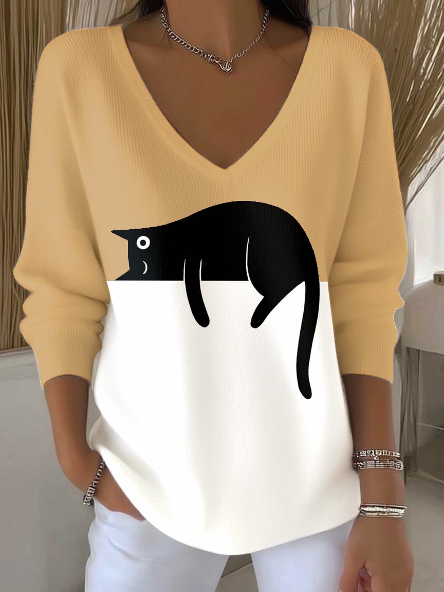 Women's Cute Cat Print Top