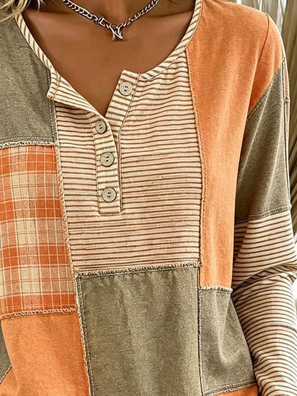 Women'S Casual Color-Block Printed Top