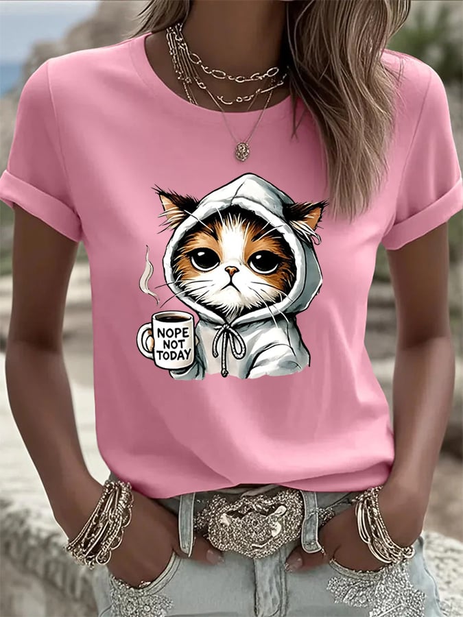 Women's Cute Cat Print Casual T-Shirt