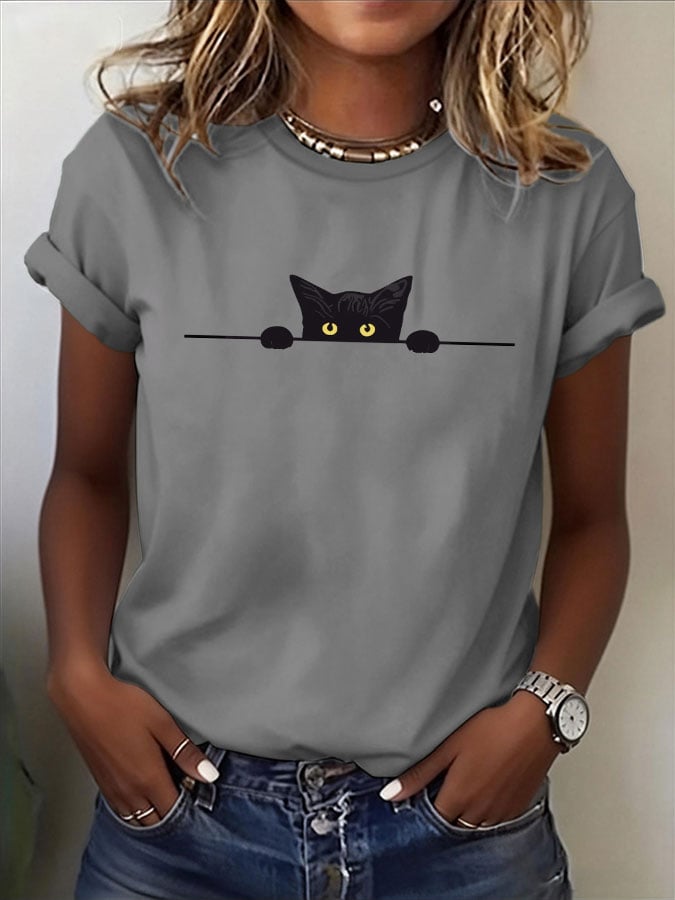 Women's Cat Print T-Shirt