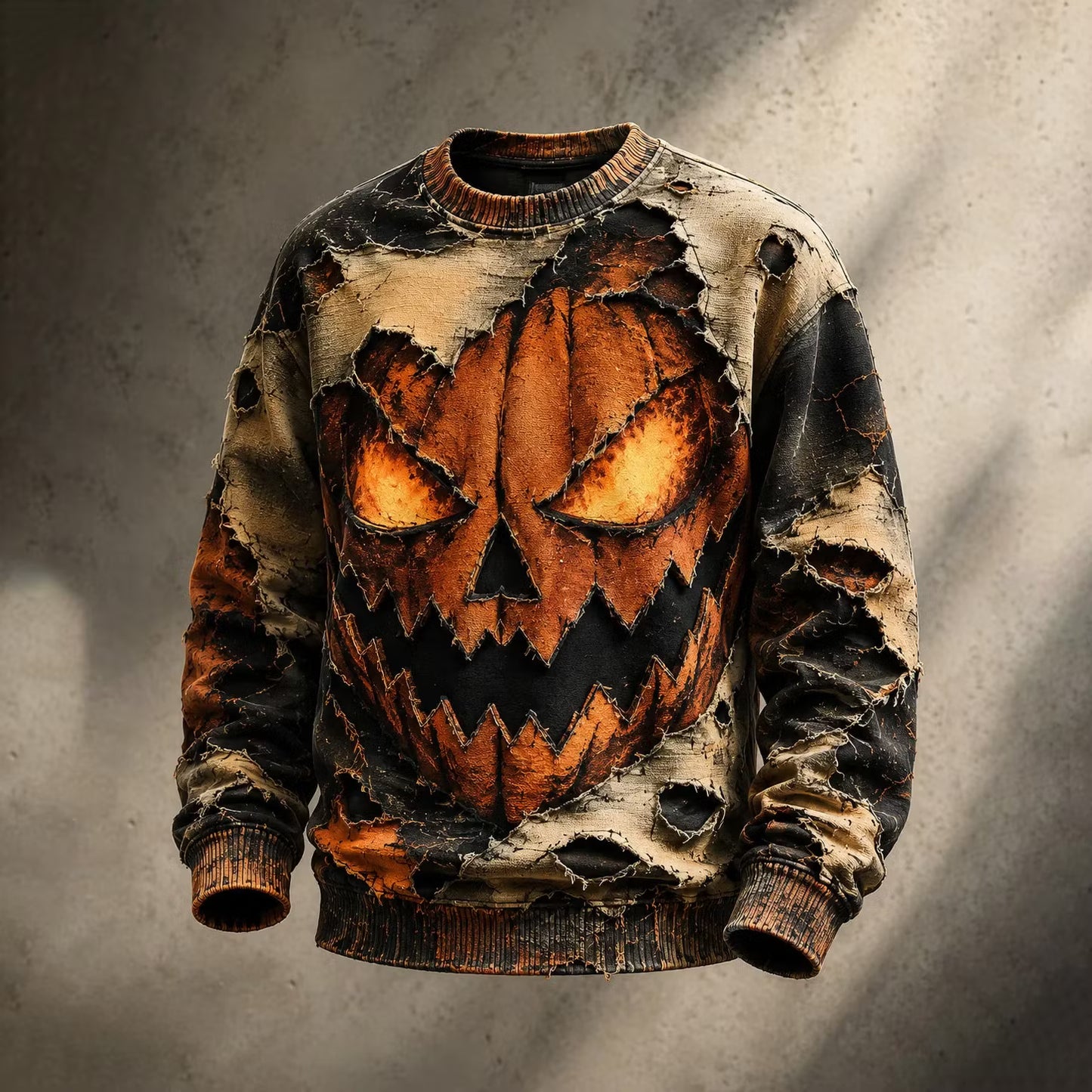 Men's Pumpkin Face Halloween Graphic Print Casual Sweatshirt