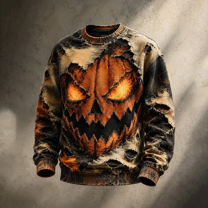 Men's Pumpkin Face Halloween Graphic Print Casual Sweatshirt