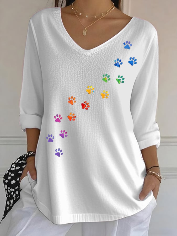 Women's Retro Animal Paw Print T-Shirt