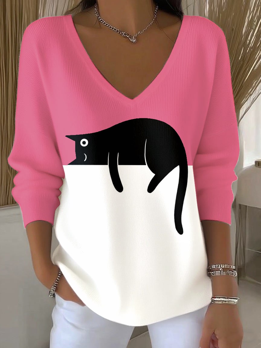 Women's Cute Cat Print Top