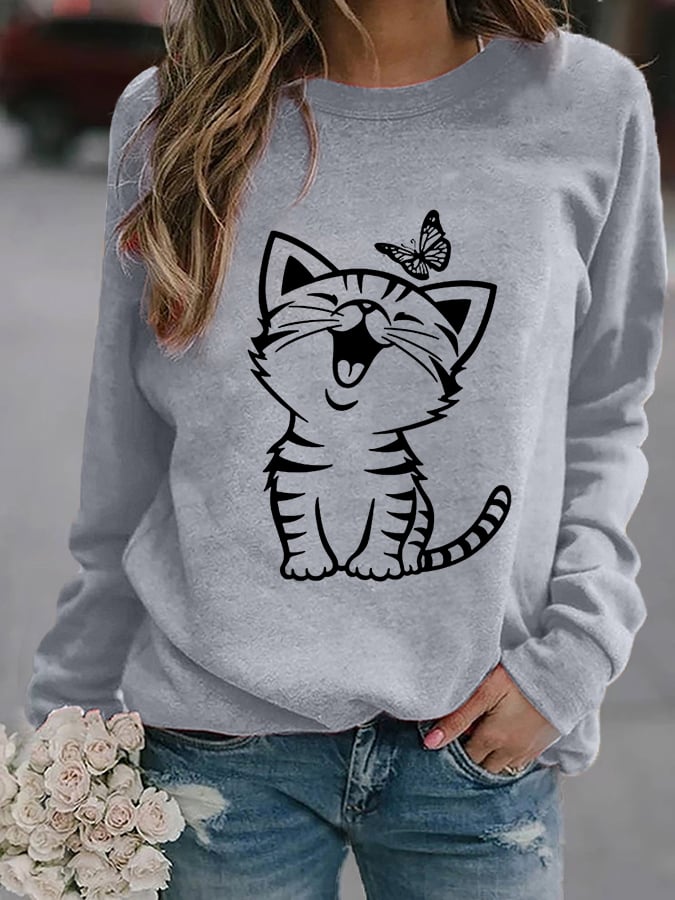 Women's Cute Cat Casual Sweatshirt