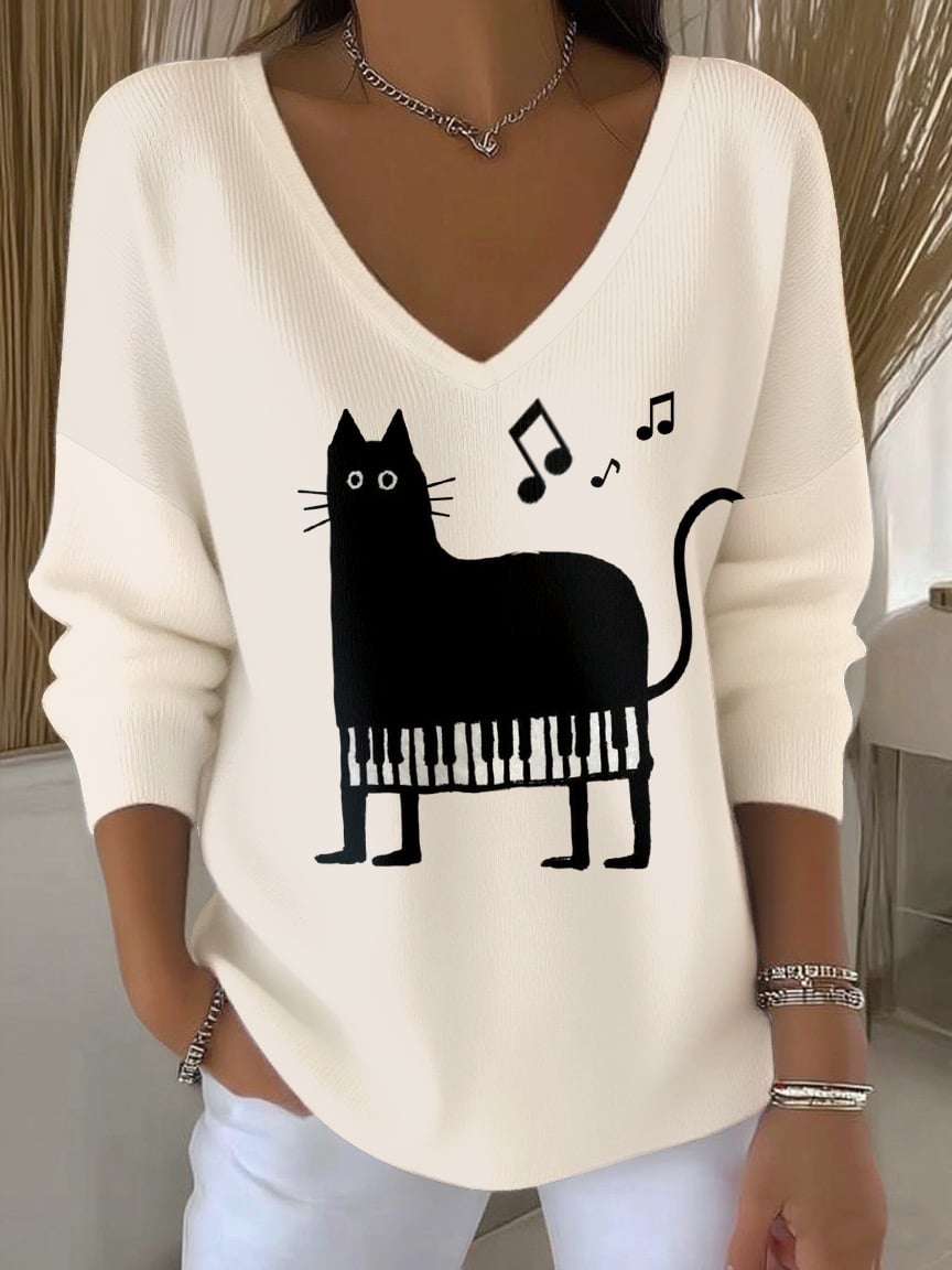 Women's Cute Cat Print Top