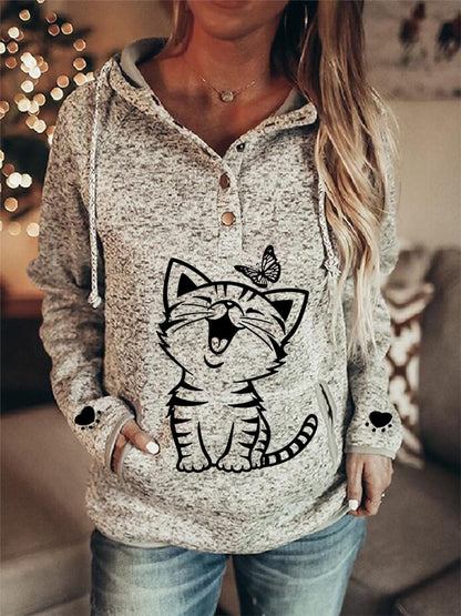 Women's Cute Cat Casual Hoodie