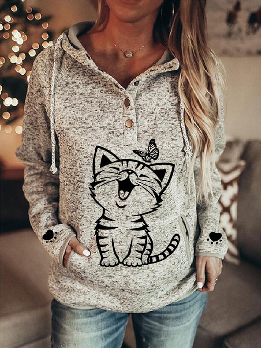 Women's Cute Cat Casual Hoodie