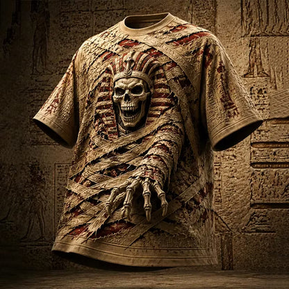 Men's Egyptian Mummy Skull Pharaoh Print T-shirt