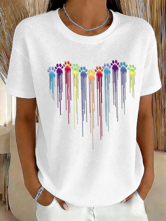 Women's Paws Print Waffle T-shirt