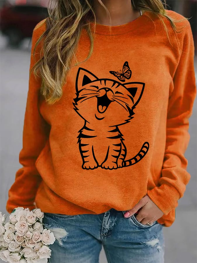 Women's Cute Cat Casual Sweatshirt