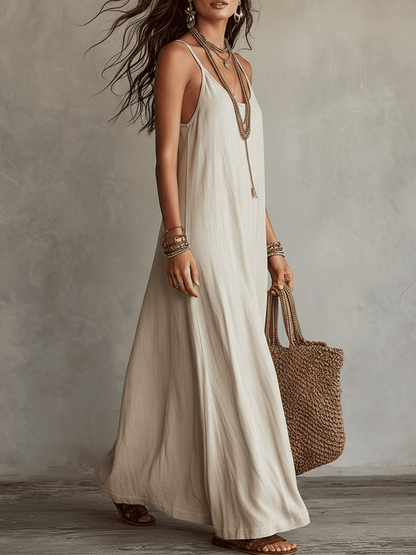 Effortless Bohemian Relaxed Linen Slip Maxi Dress