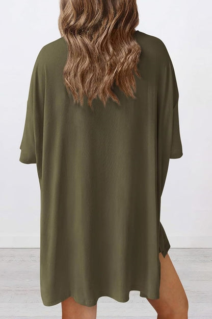 Women 2 Piece Outfits Crew Neck Oversized Tshirts and Biker Shorts with Pocket Matching Lounge Sets