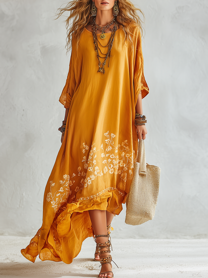 Bohemian-style Mustard Yellow Dress