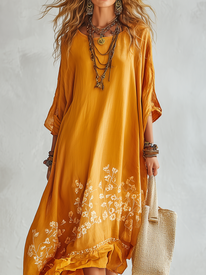 Bohemian-style Mustard Yellow Dress