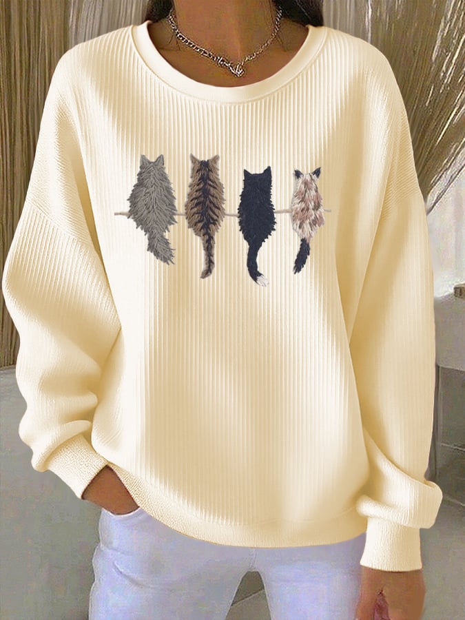 Women's Cute Cat Print Long Sleeve Top