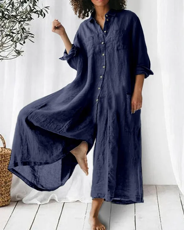 Linen Cotton Loose Casual Loose Jumpsuit