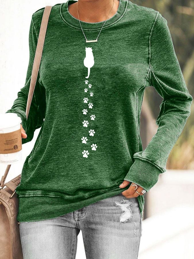 Women's Cat Paw Print Sweatshirt