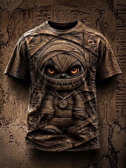 Men's Dark Strappy Doll Crew Neck T-shirt