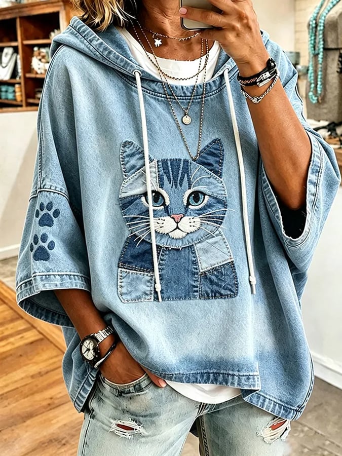 Women's Cat Printing Art Casual Top