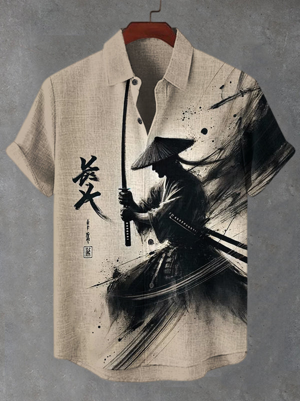 Men's The Lone Warrior Ink Art Print Casual Shirt