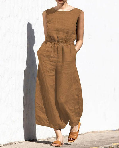Casual Loose Solid Color Jumpsuit