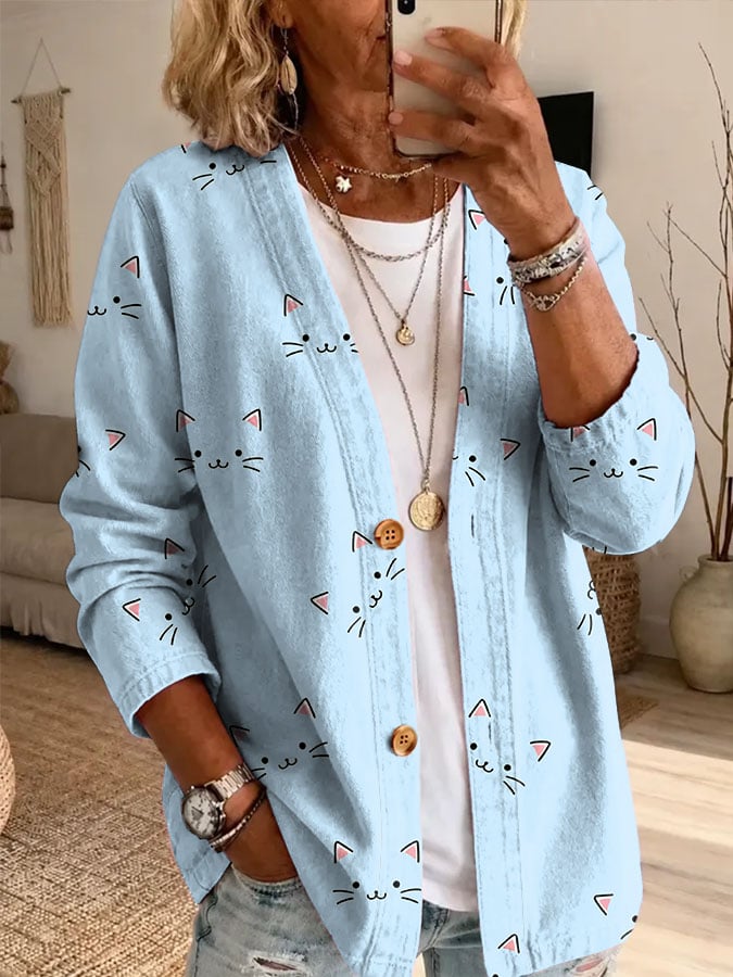 Women's Casual Printed Cardigan