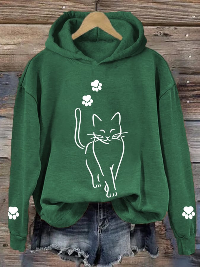 Women's Cute Cat Graphic Cat Mom Casual Hoodie