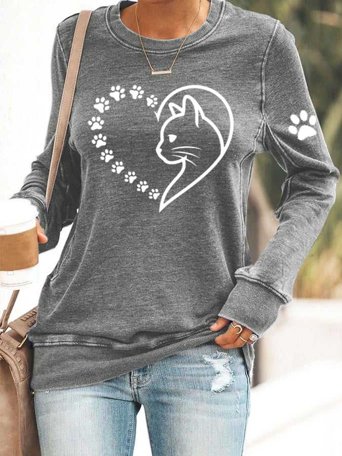 Women's Heart Paw Print Sweatshirt
