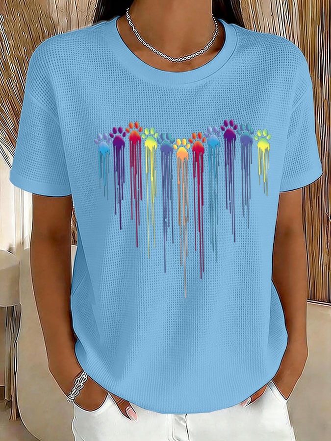 Women's Paws Print Waffle T-shirt