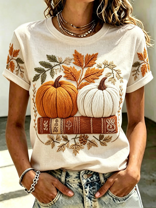 Women's Autumn Casual Printed Crew-Neck Top