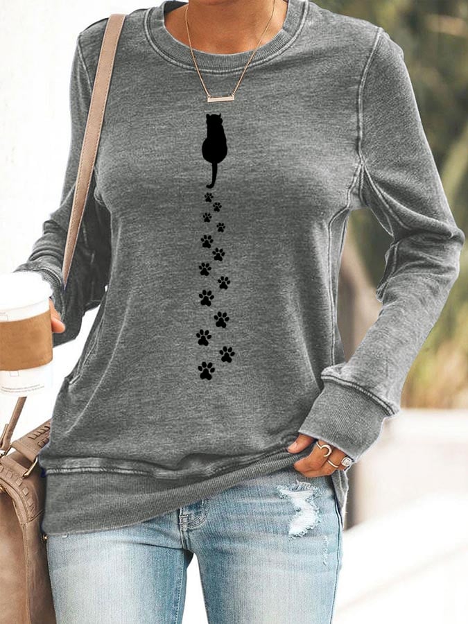 Women's Cat Paw Print Sweatshirt