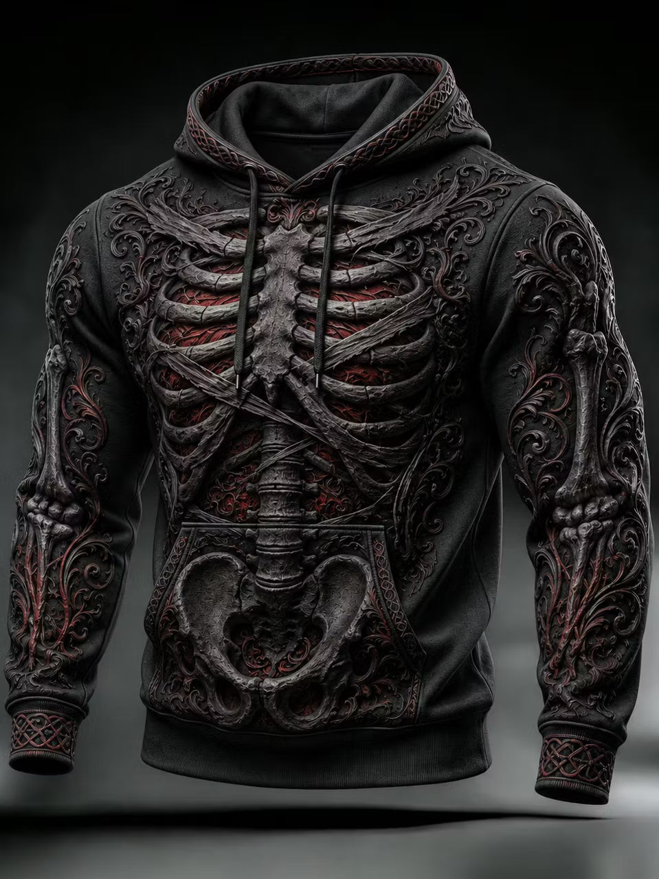 Men's Halloween Gothic Skull Print Casual Hoodie