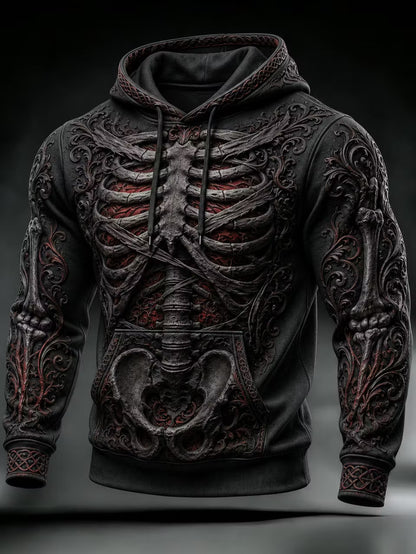 Men's Halloween Gothic Skull Print Casual Hoodie