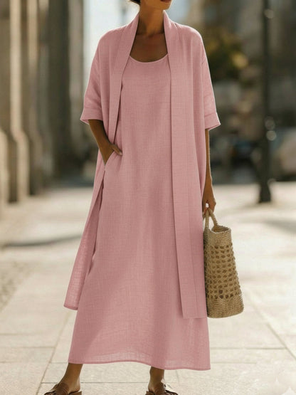 Minimalist Linen-cotton Two-piece Set - Comfortable For Everyday Wear