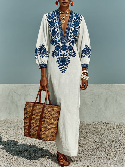 Loose-fit Casual Linen And Cotton Dress