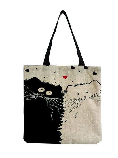 Fried Hair Cat Print Tote Bag