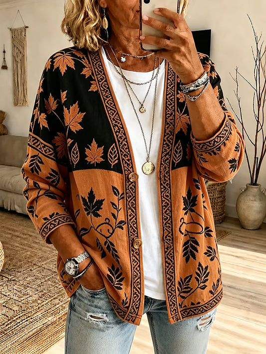 Women's Autumn Plaid Print Cardigan