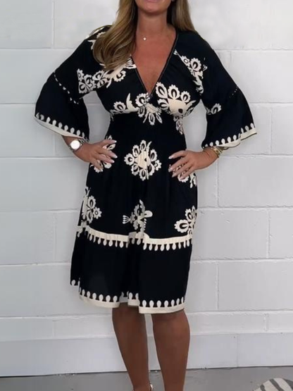 V-neck printed dress
