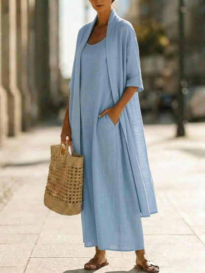 Minimalist Linen-cotton Two-piece Set - Comfortable For Everyday Wear