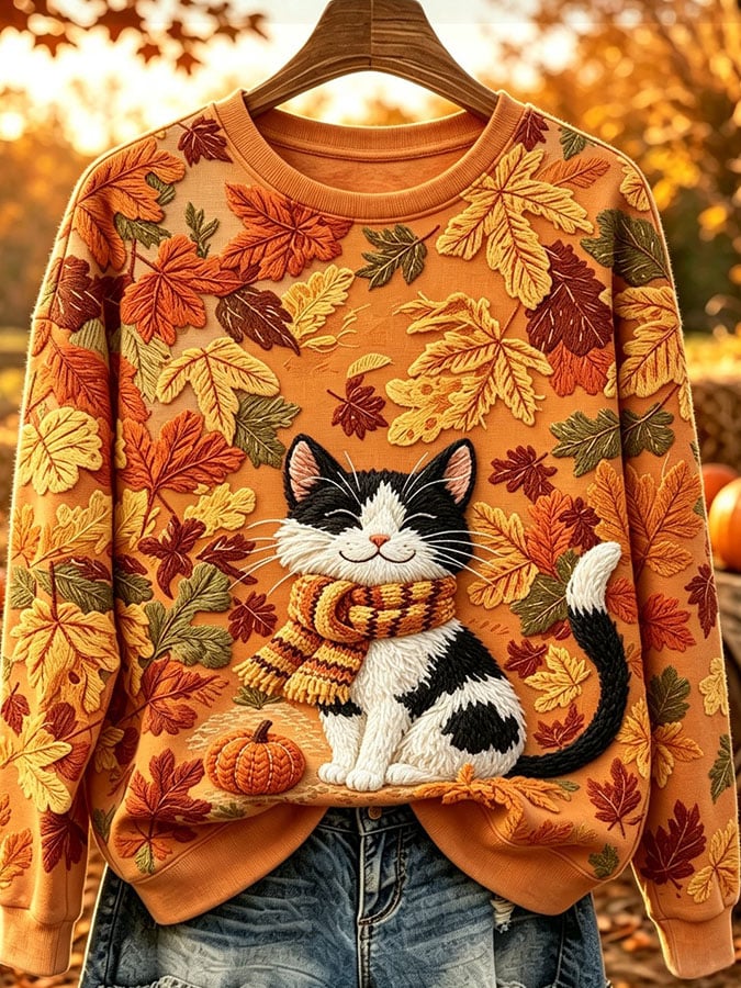 Women's Casual Printed Long-Sleeve Sweatshirt