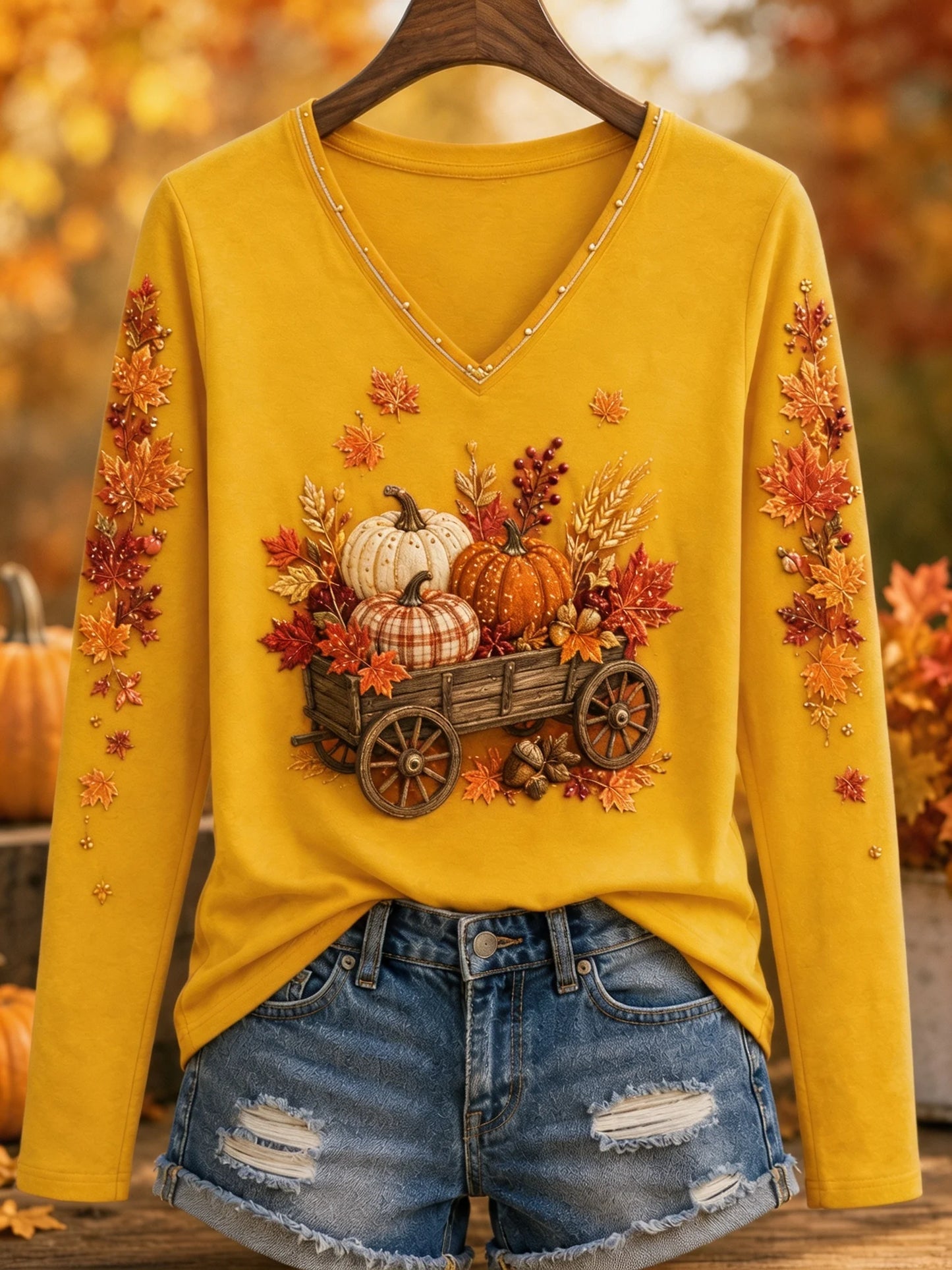 Women's Fall Fun Casual Printed Long Sleeve T-Shirt