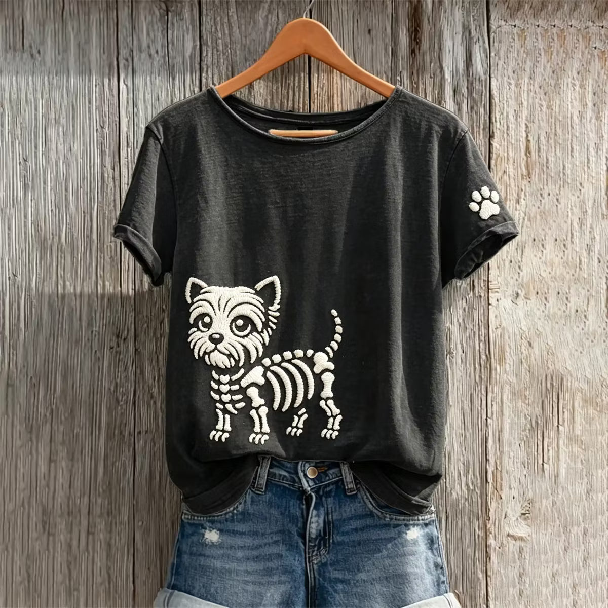 Women's Halloween Skull Maltese Pattern Art Print Casual T-shirt