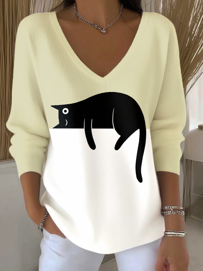 Women's Cute Cat Print Top