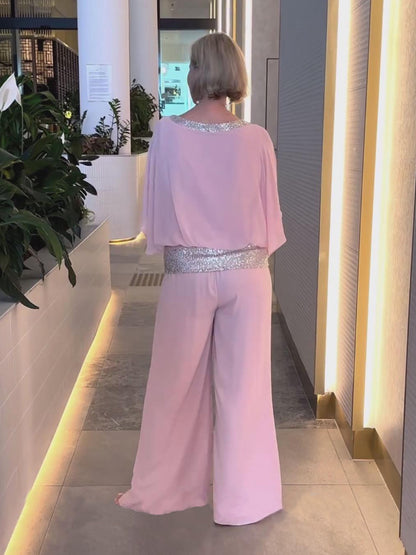 Plus Size Pink Sequin Spinning Tunic Suit