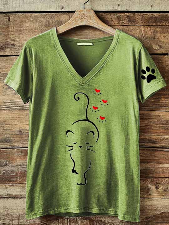 Women's Retro Cat Print T-Shirt
